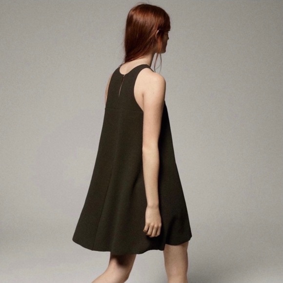 Wilfred Le Fou Aritzia Trompette Mini Dress Black Crepe Trapeze Silhouette - Picture 5 of 6